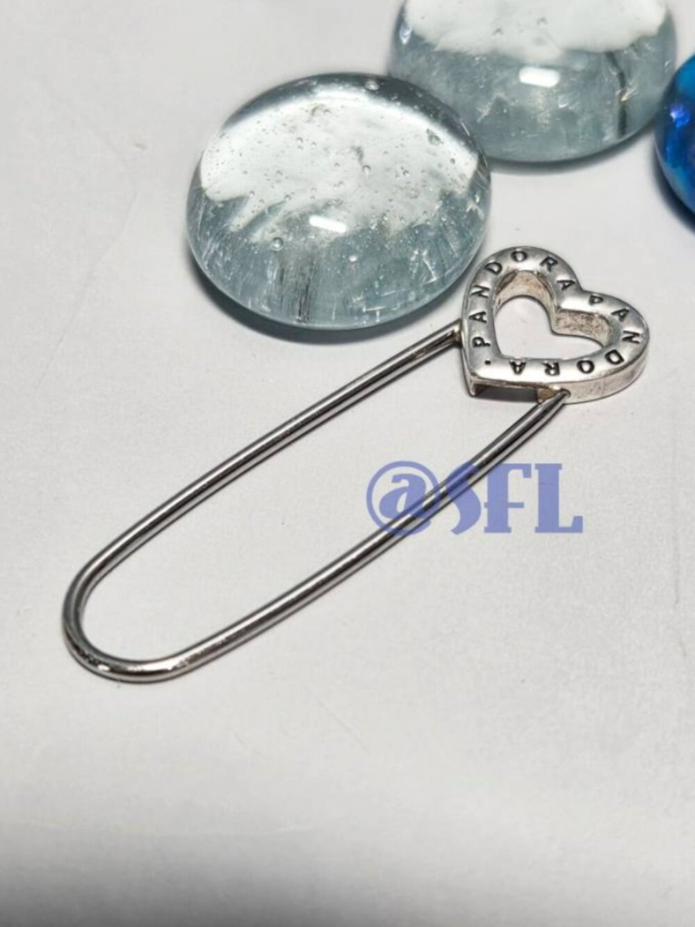 Authentic Pandora Sterling Silver Safety Pin Brooch Heart Charm Carrier